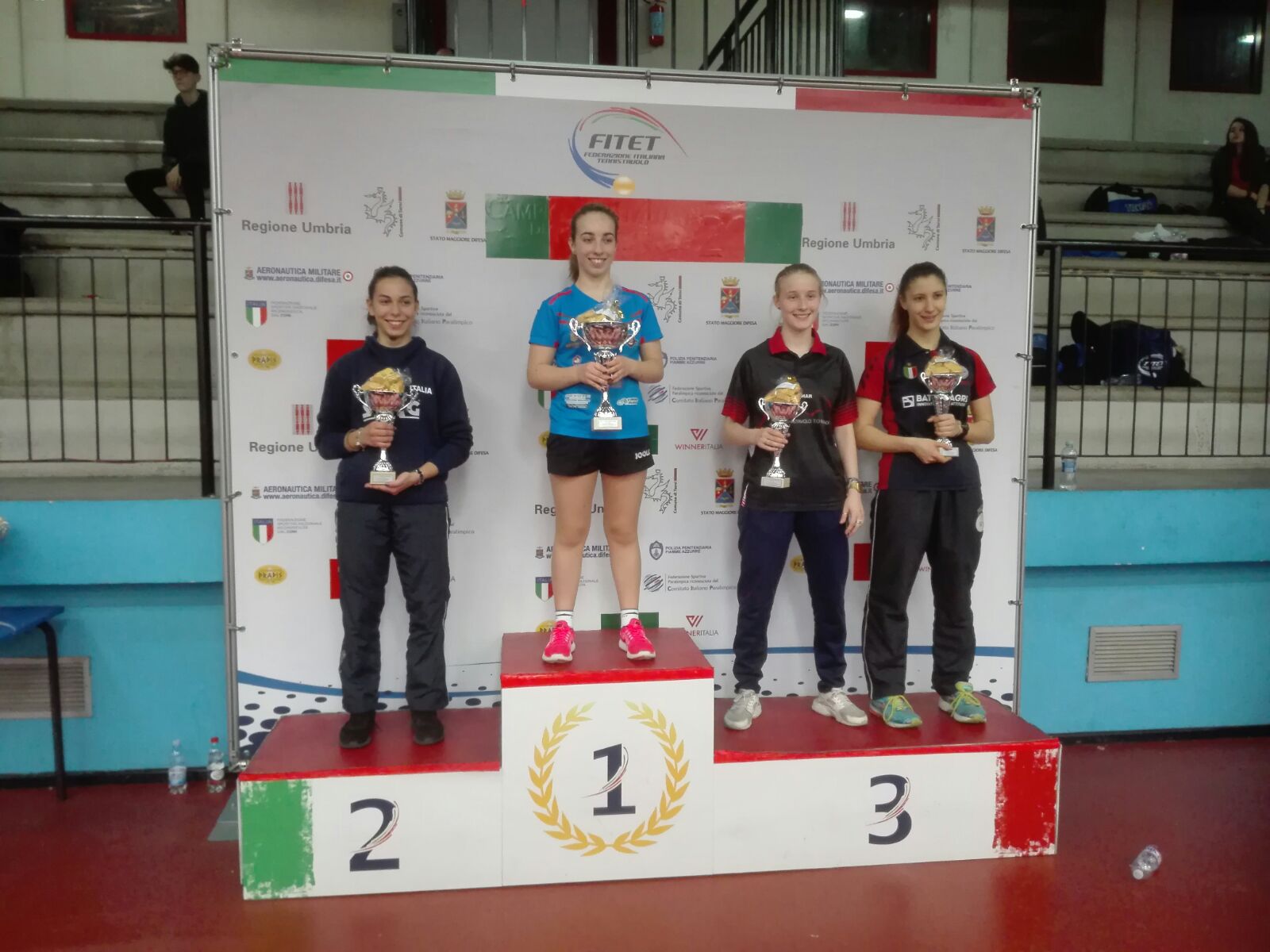 Podio singolare Juniores femminile Terni febbraio 2018